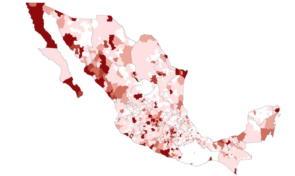 Figure 10: Geographic Distribution of Homicides by Total Number (Red) and Homicide Rate