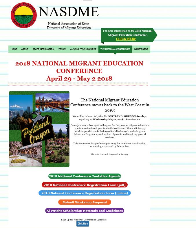 National Association of State Directors of Migrant Education (NASDME) Host