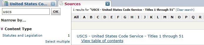 Browse or search a table of contents (TOC) TOCs are available for U.S.