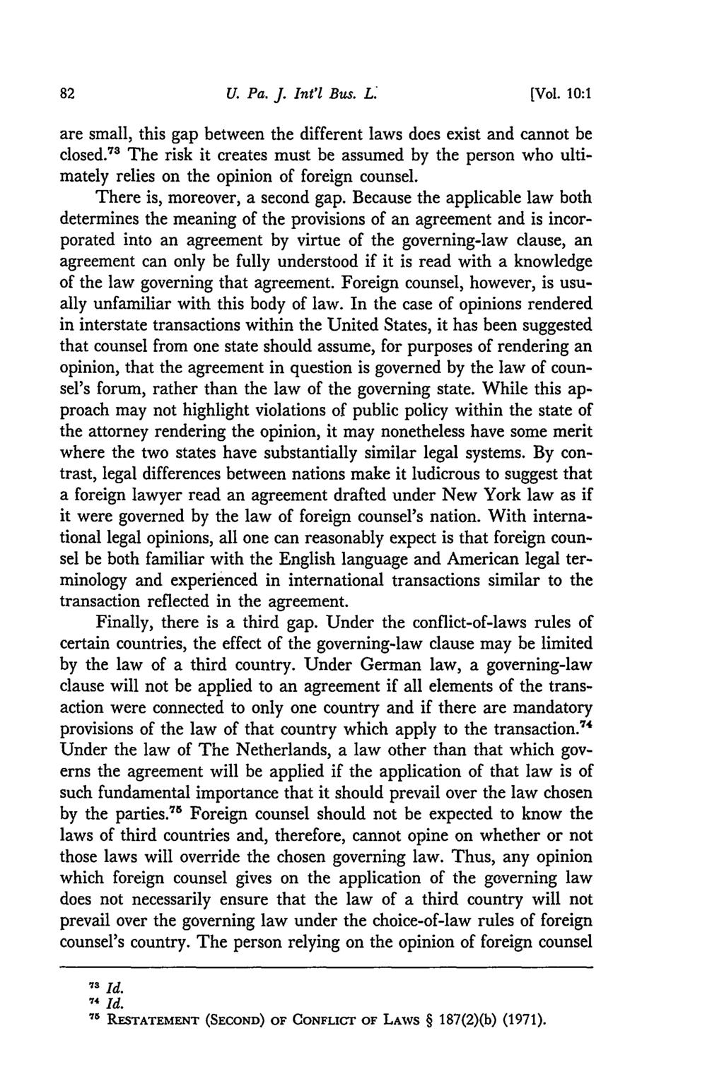 University of Pennsylvania Journal of International Law, Vol. 10, Iss. 1 [2014], Art. 3 U. Pa. J. Int'l Bus. L. [Vol.