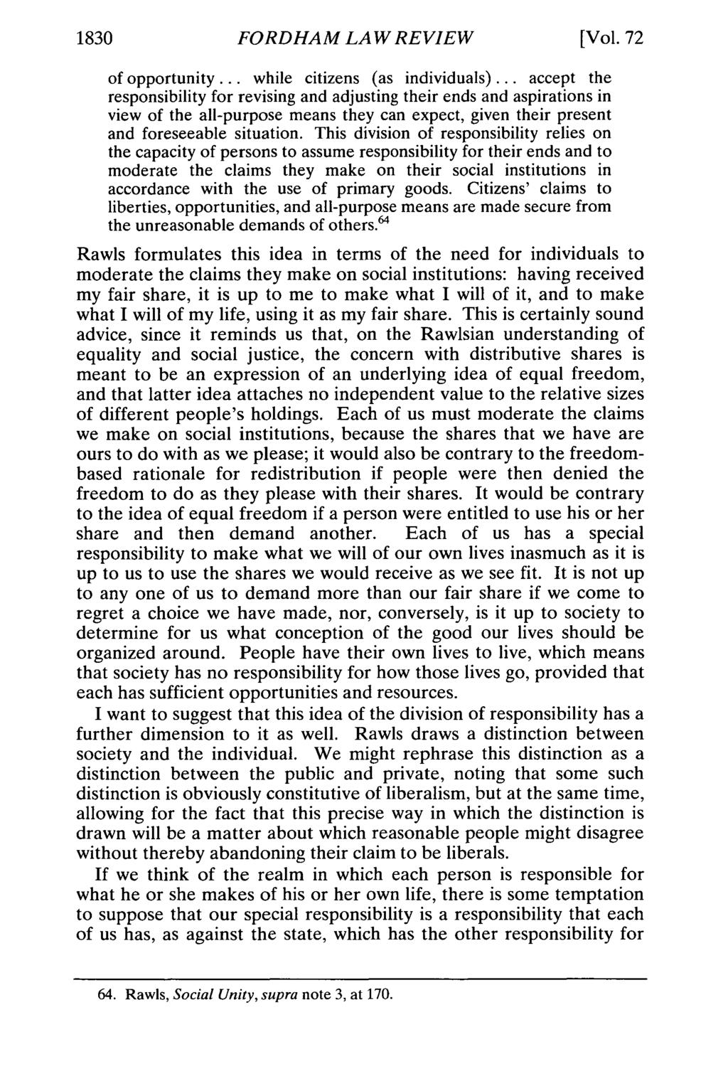1830 FORDHAM LAW REVIEW [Vol. 72 of opportunity.., while citizens (as individuals).