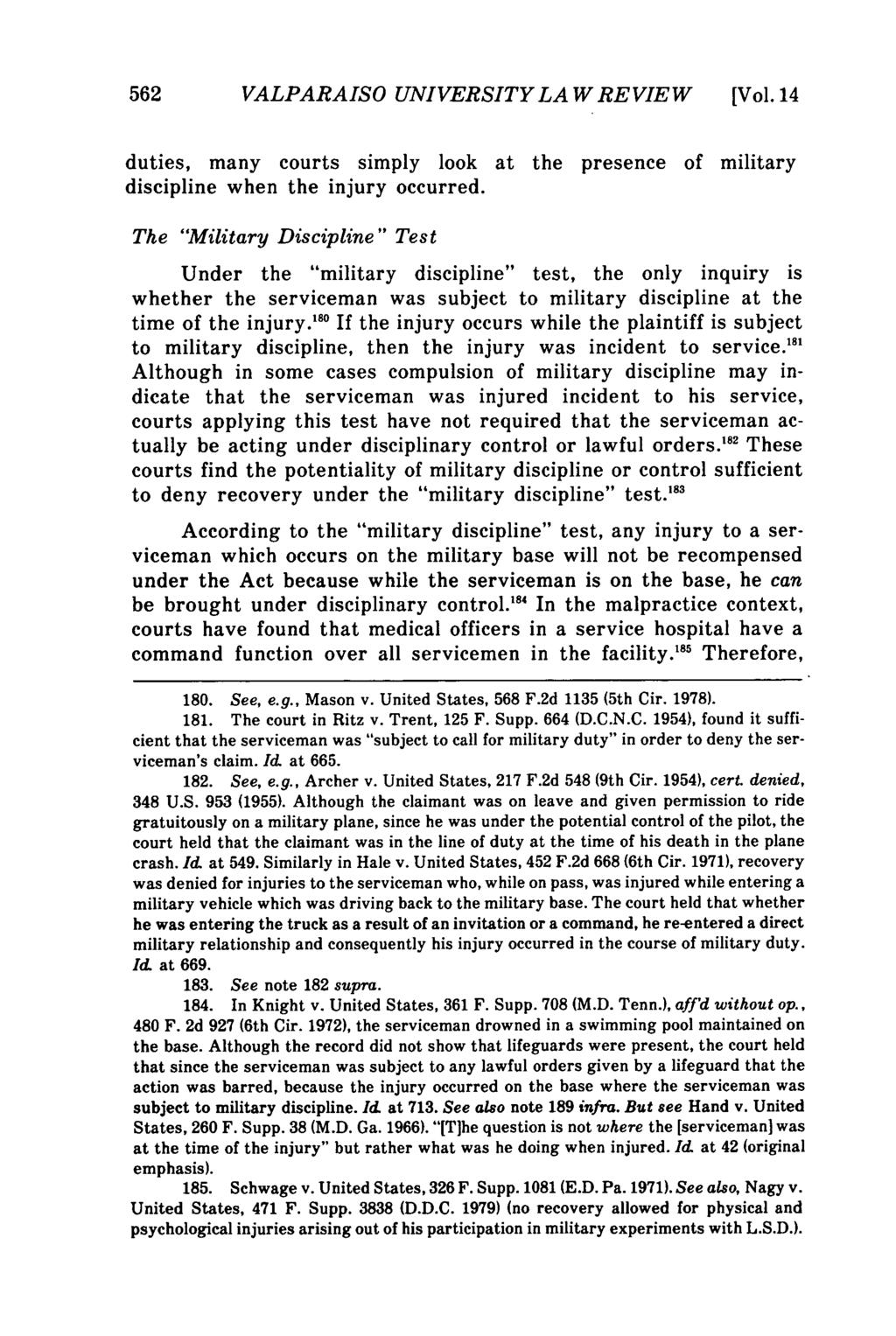 Valparaiso University Law Review, Vol. 14, No. 3 [1980], Art. 5 562 VALPARAISO UNIVERSITY LA W REVIEW [Vol.