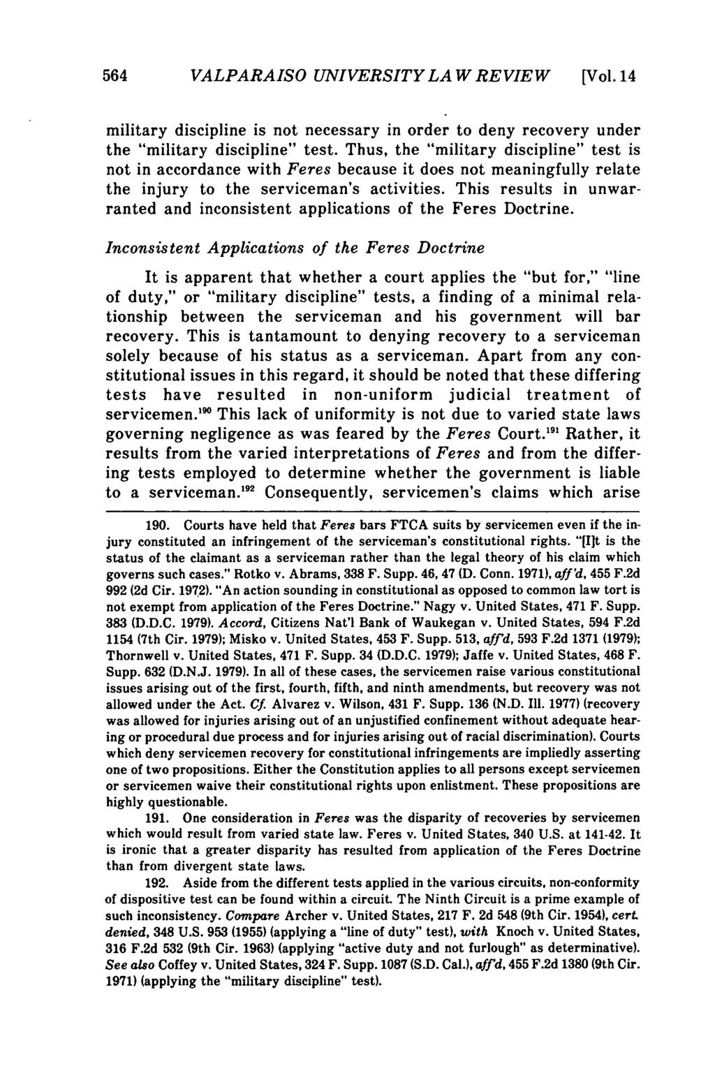 Valparaiso University Law Review, Vol. 14, No. 3 [1980], Art. 5 564 VALPARAISO UNIVERSITY LAW REVIEW [Vol.