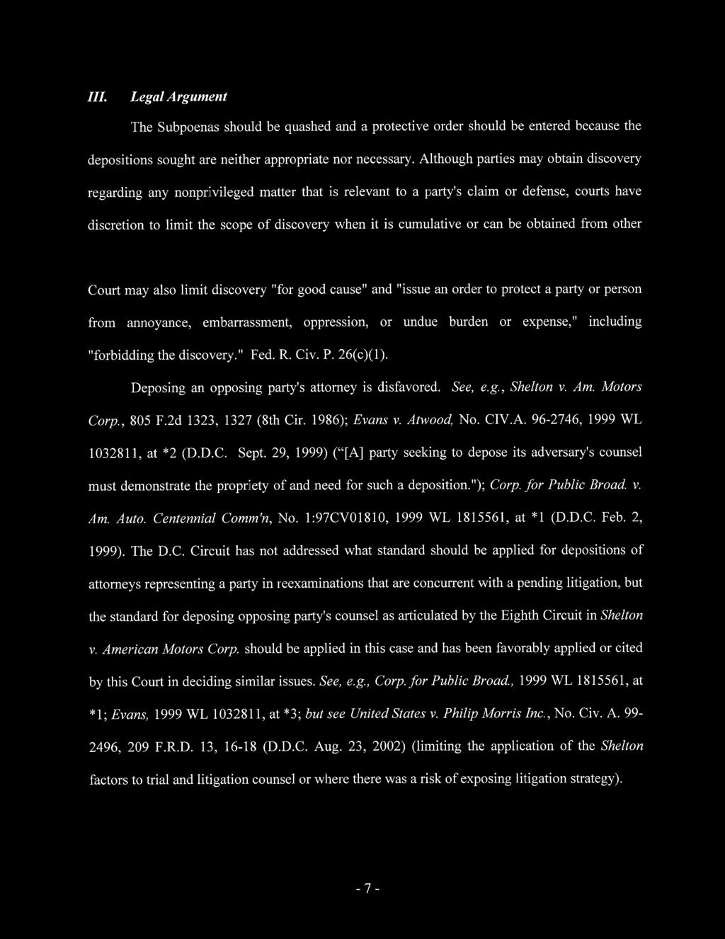 Case 1:11-mc-00295-RLW Document 1 Filed 05/17/11 Page 7 of 14 III.