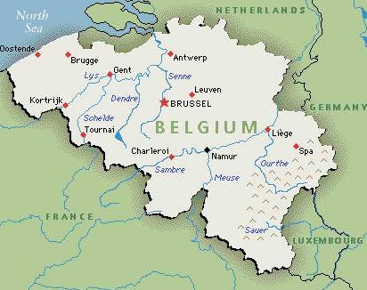 Figure 2.1 Map of Belgium Source: http://wwp.greenwichmeantime.com/time-zone/europe/europeanunion/belgium/map.