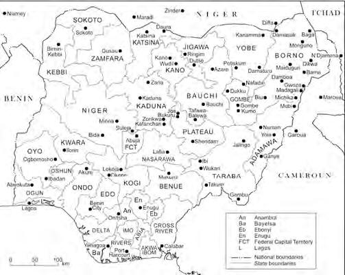AFRICA CLÉMENT MÉTIVIER VIOLENCE AND DISPLACEMENT IN NORTHERN NIGERIA Figure 1: Nigeria and its 36 states Source: Higazi & Brisset-Foucault, 2013 however, questioned.