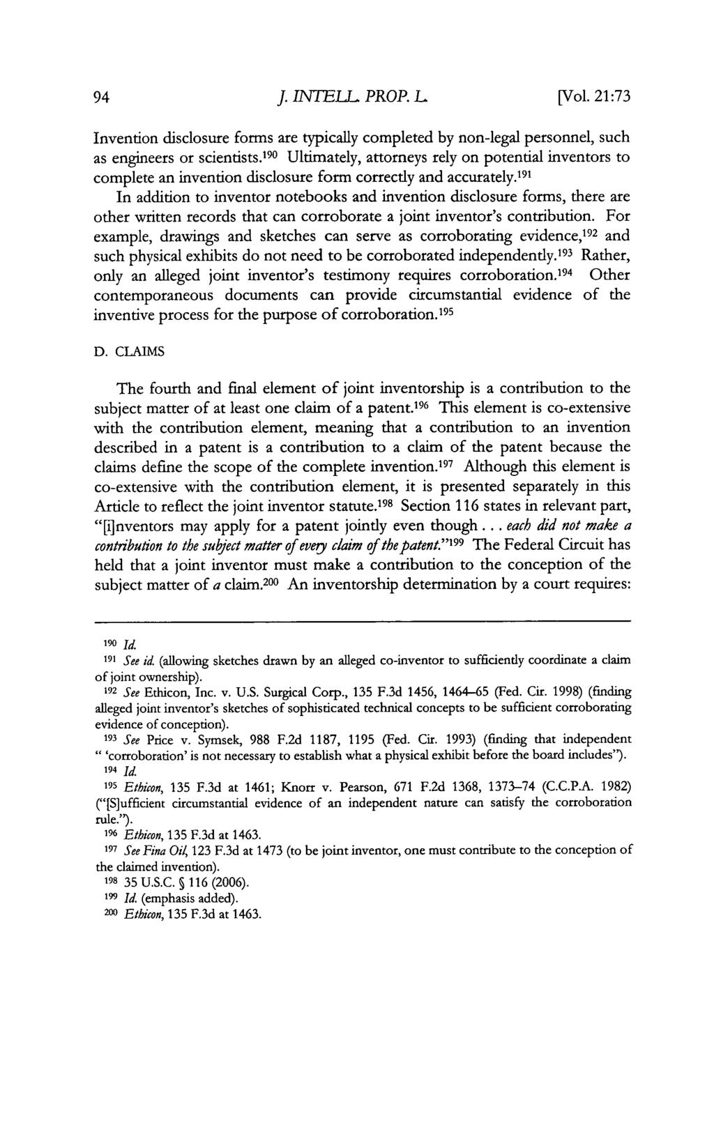 Journal of Intellectual Property Law, Vol. 21, Iss. 1 [2013], Art. 4 J. IN\TELL PROP. L [Vol.
