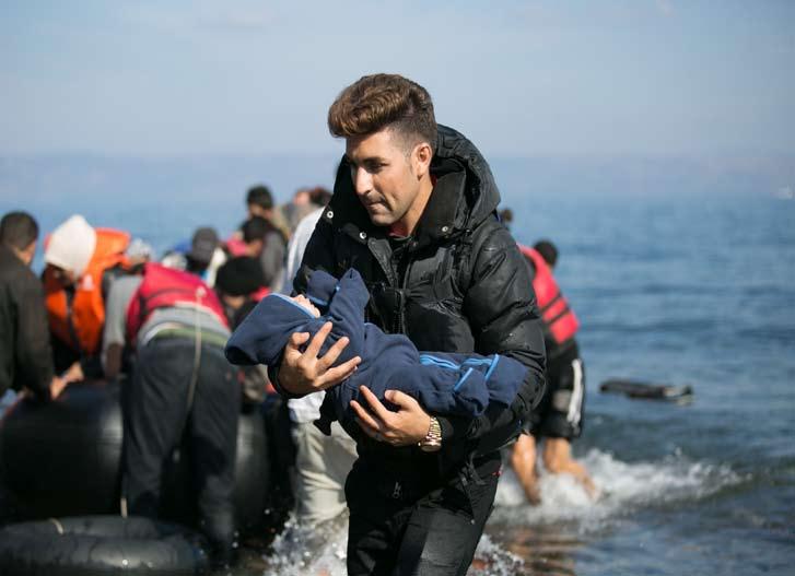 Europe Refugee Crisis Emergency humanitarian assistance provided to refugees arriving on the Greek Island of Lesvos.
