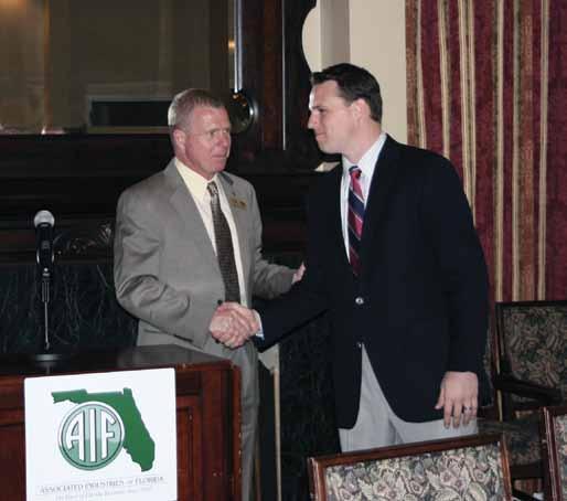 AIF President & CEO Tom Feeney greets Speaker-Designate Will Weatherford (R-Wesley Chapel) at the annual Tallahassee Pre-Session Briefing.