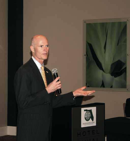 Governor Rick Scott addresses members of AIF s Board of Directors in Tallahassee. associated with creating wetlands.