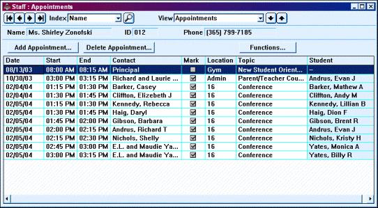 Chapter 2 - Appointments in the Staff File This view is used to schedule appointments one staff member at a time.