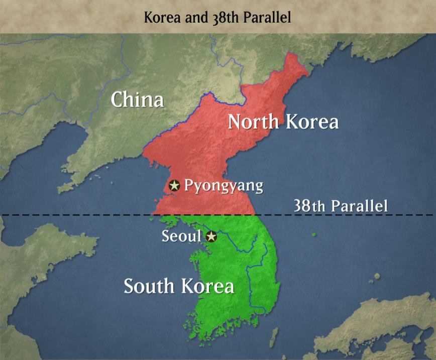 The Korean War First proxy war in Cold War After WW2 Soviets and U.S. agreed to jointly occupy Korea (38 th parallel) 1950 North Korea launched a surprise attack U.S. and U.N. troops assembled in Korea China joined in, provoked by U.