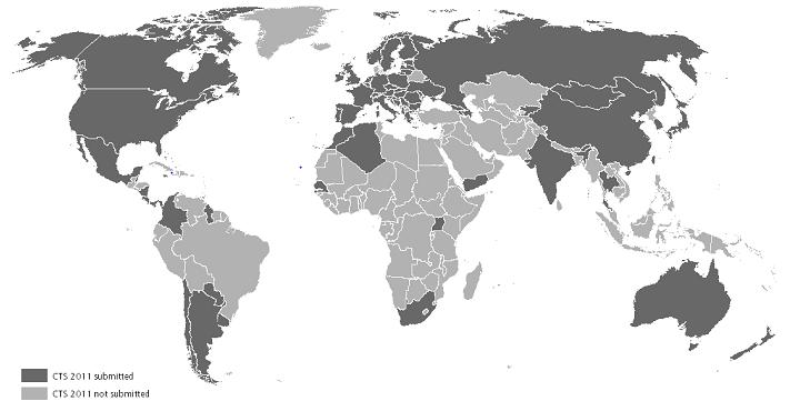 Map 1 Countries that responded to the United Nations Survey of Crime Trends and Operations of Criminal Justice Systems covering the year 2011 Note: