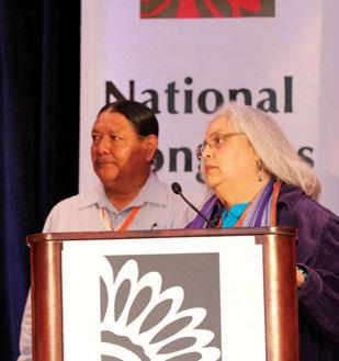 Our Natural Resources Above: NICWA President Gil Vigil and NCAI First Vice-President Juana Majel listen to tribal leader questions about the Baby Veronica case.