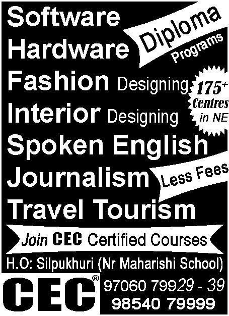 SHOULD BE BEAUTIFUL, FLUENT IN ENGLISH/ ASSAMESE/HINDI @ 8000/- WALK FOR INTERVIEW ON MONDAY 13.02.2017 TIME- 12 NOON-3 PM. FOR MORE DETAILS CONTACT- 9864053380/ 7086066849/ 9435012870.