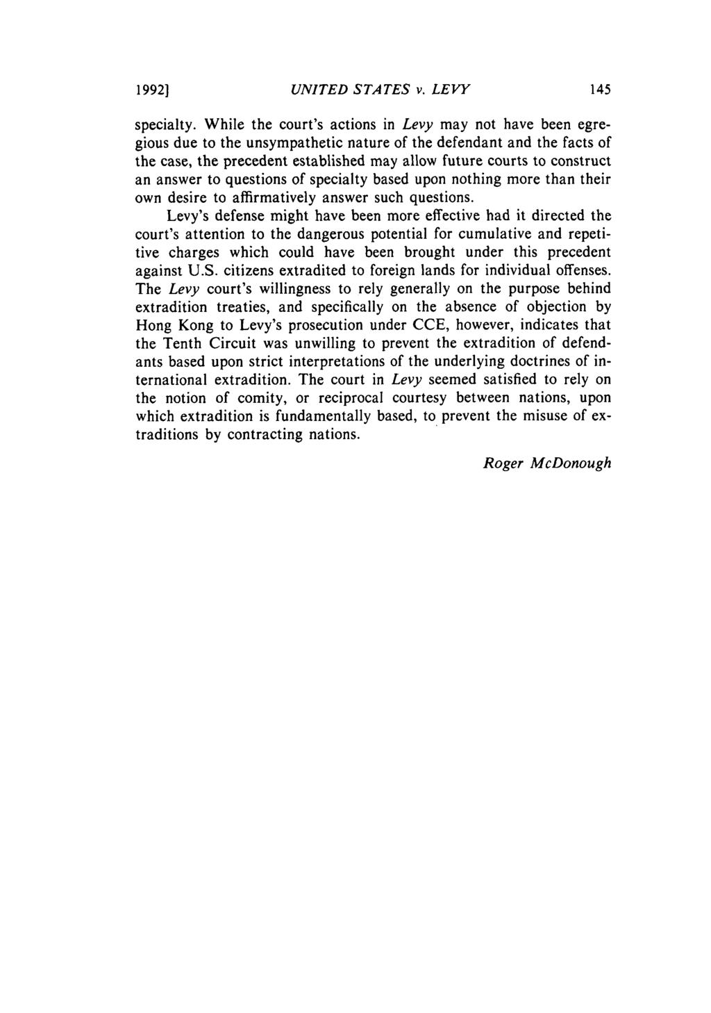 1992] UNITED STATES v. LEVY specialty.