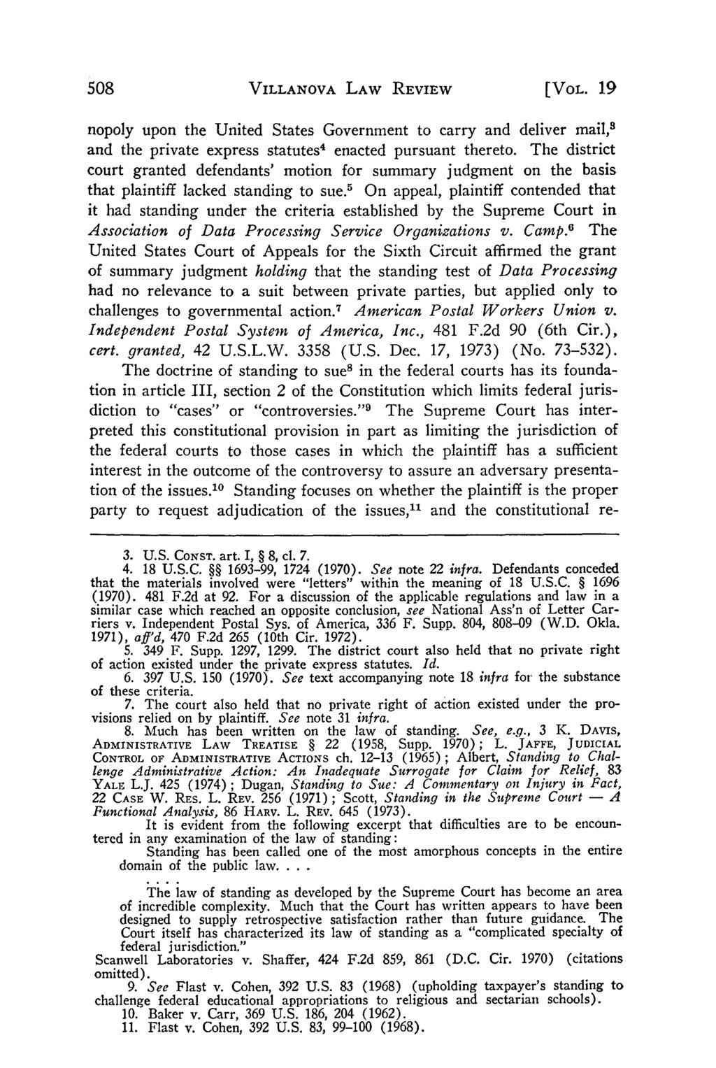Villanova Law Review, Vol. 19, Iss. 3 [1974], Art. 5 VILLANOVA LAW REVIEW [VOL.