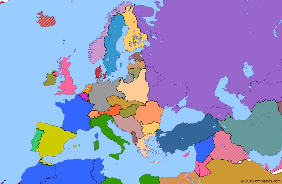 International Situation Map of Europe, 1936 Soviet Union: The USSR is currently engaged in a period of internal growth.