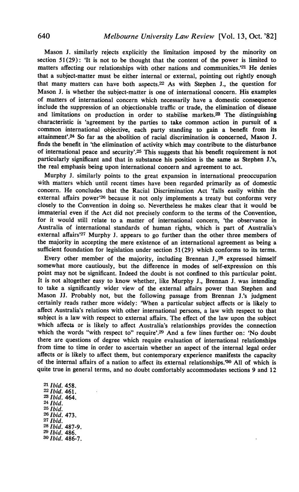 640 Melbourne University Law Review [Vol. 13, Oct. '821 Mason J.