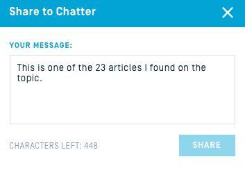 Sharing Articles via Chatter Articles shared from Factiva