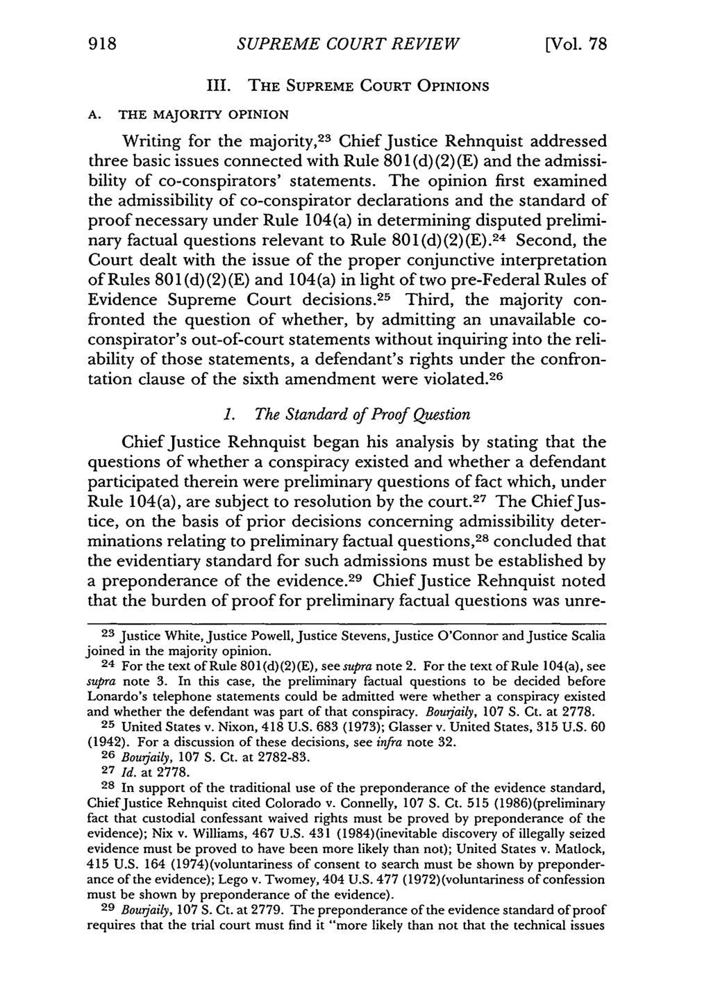 SUPREME COURT REVIEW [Vol. 78 III. THE SUPREME COURT OPINIONS A.