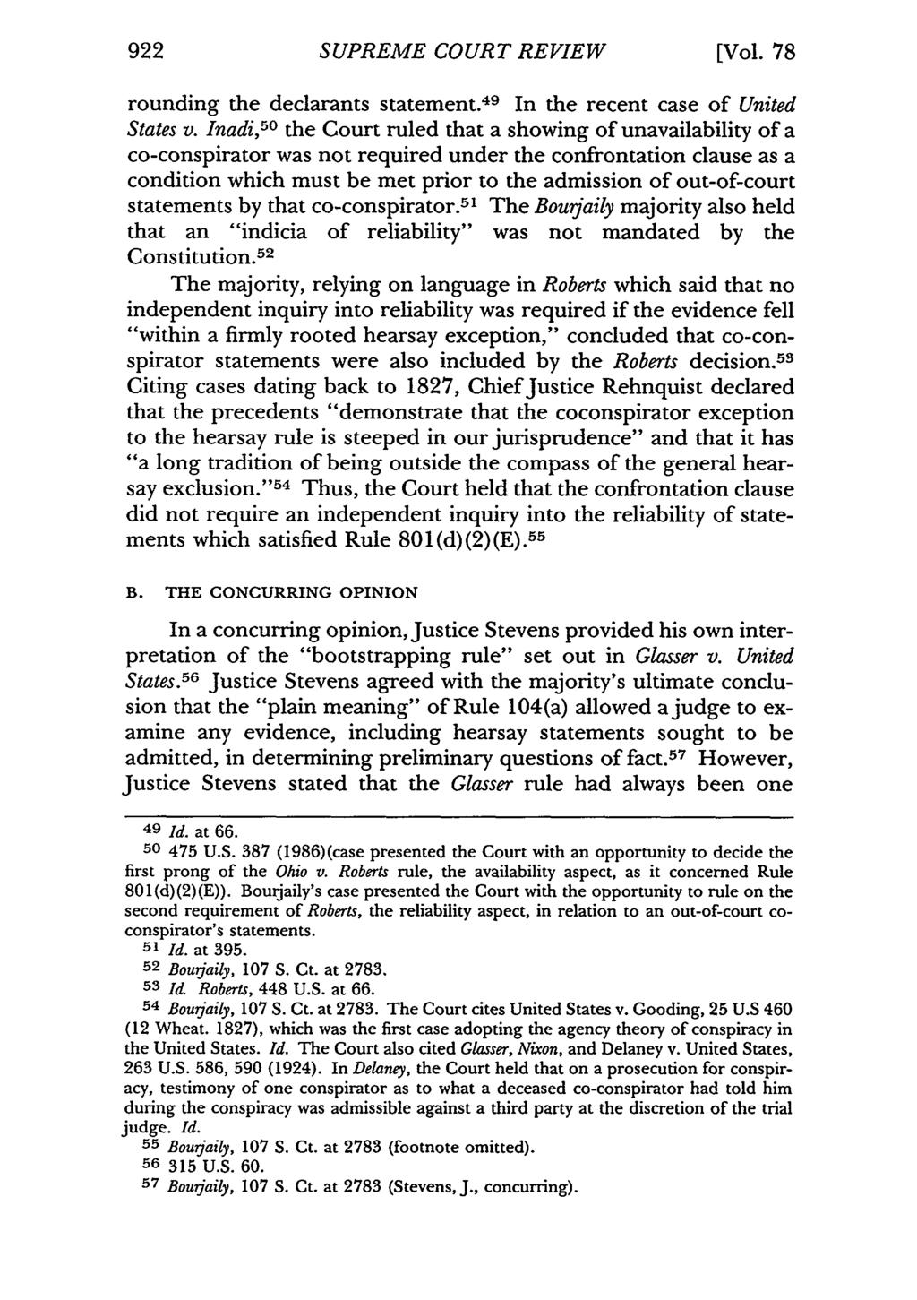 922 SUPREME COURT REVIEW [Vol. 78 rounding the declarants statement. 49 In the recent case of United States v.