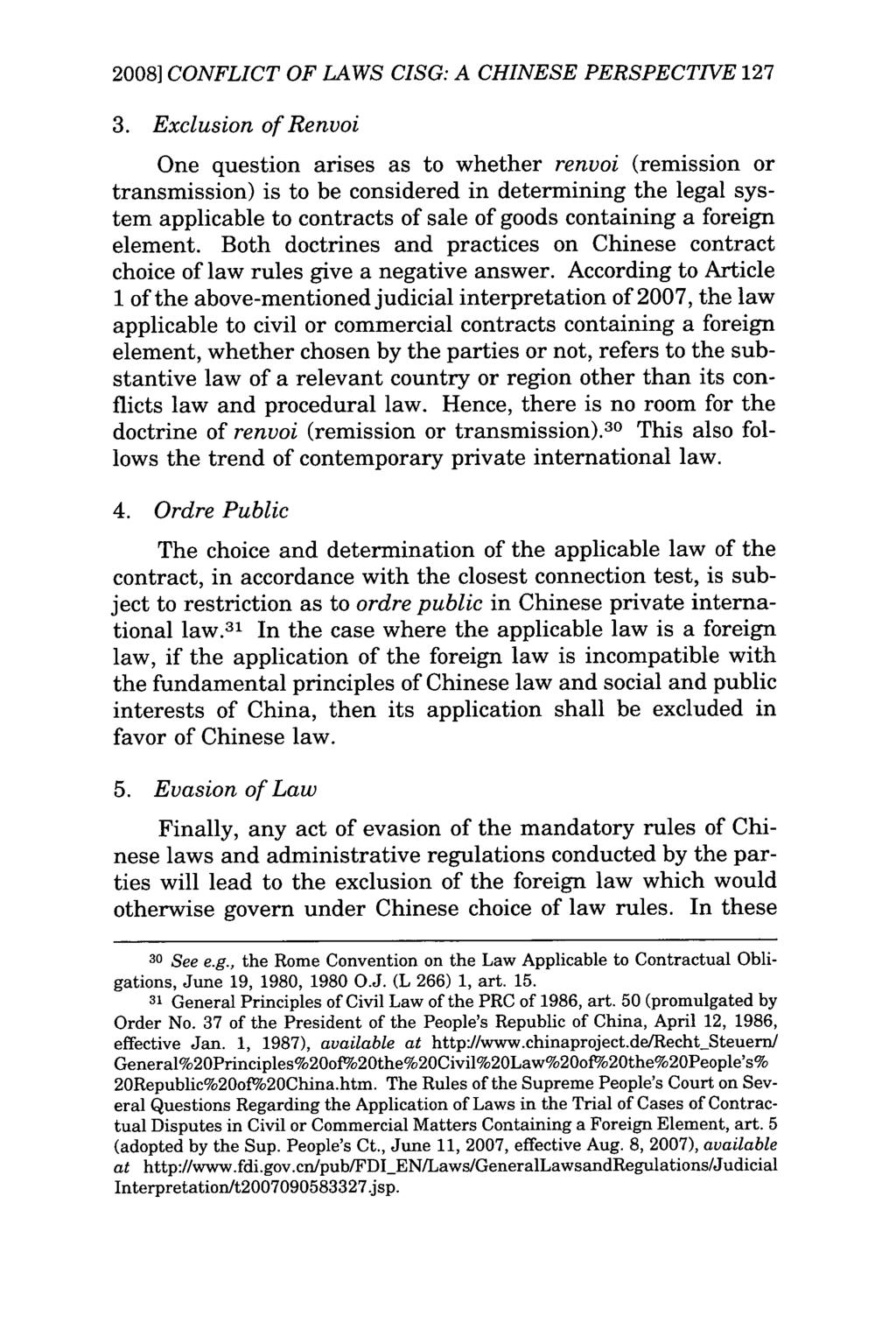 2008] CONFLICT OF LAWS CISG: A CHINESE PERSPECTIVE 127 3.