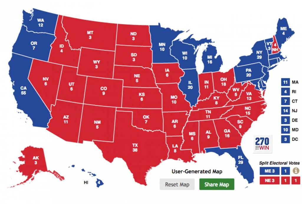 Path to 270 31 Electoral college votes in states each party has won every year since