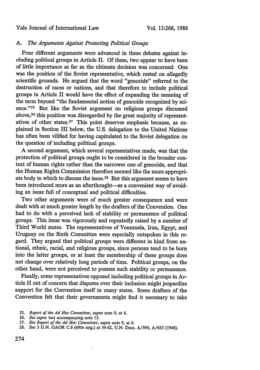 Yale Journal of International Law Vol. 13:268, 1988 A.