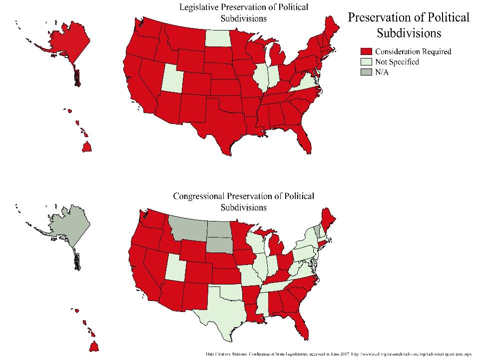 Preservation of political boundaries map Judicially recognized in Shaw v.