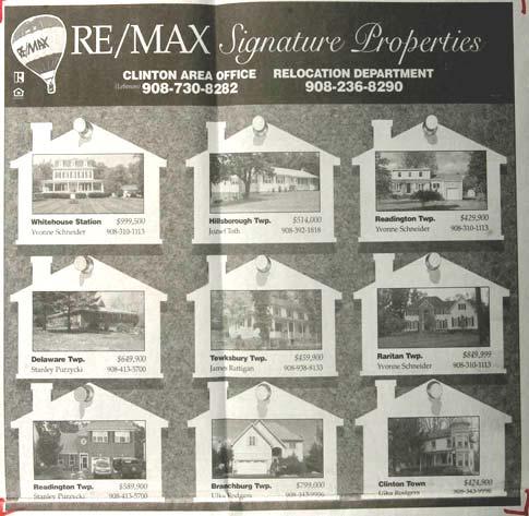 NJN Publishing Weekly Division C-3 Best Real Estate Display Ad, Black & White Re/Max