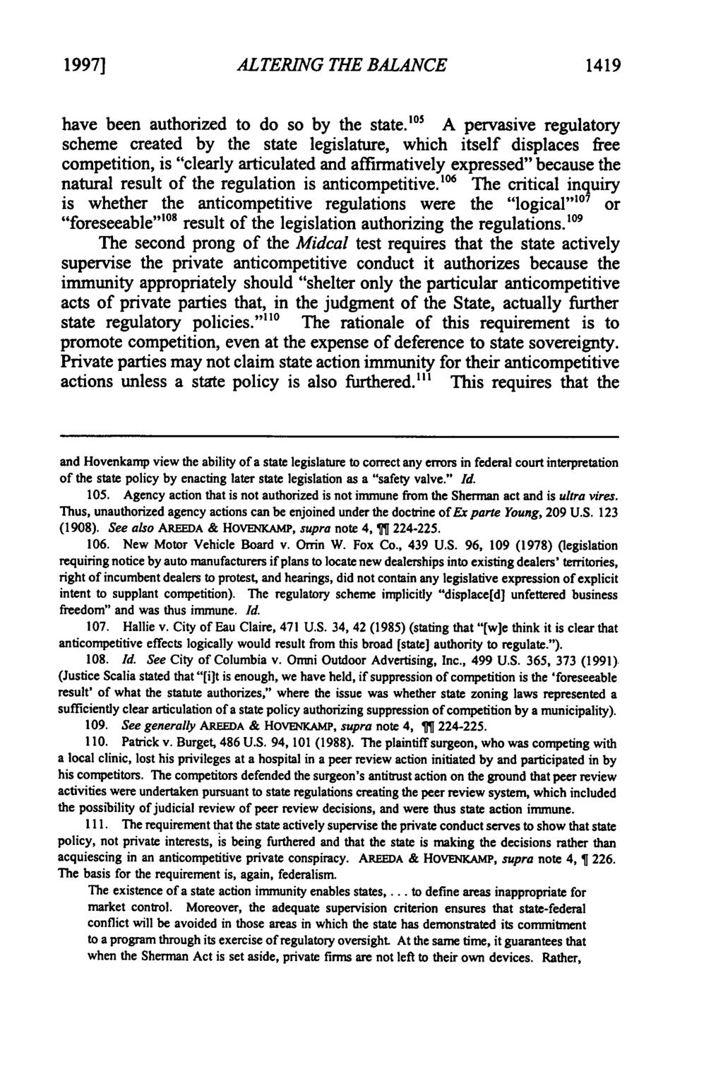 1997] ALTERING THE BALANCE 1419 have been authorized to do so by the state.