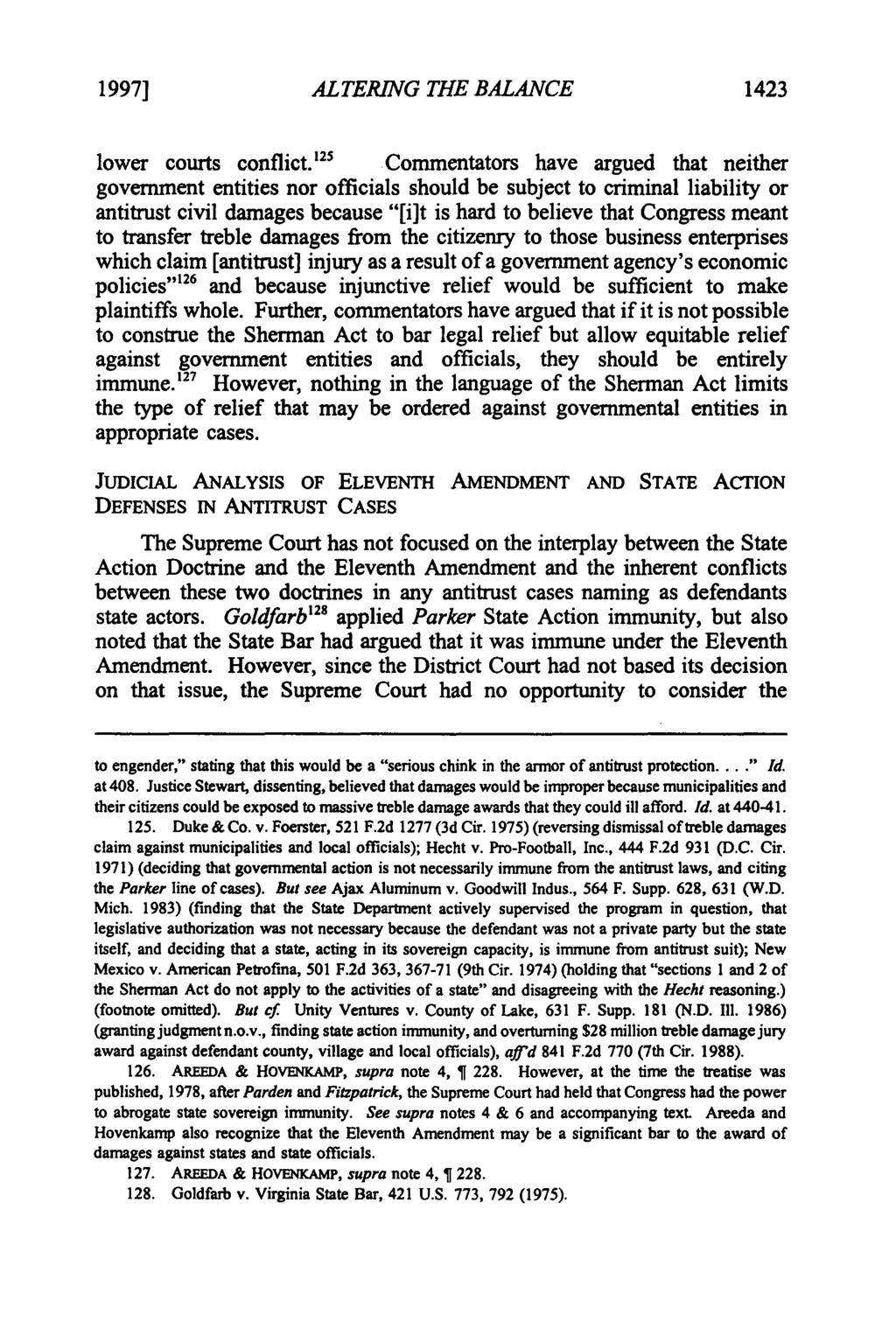 1997] ALTERING THE BALANCE 1423 lower courts conflict.' 2.