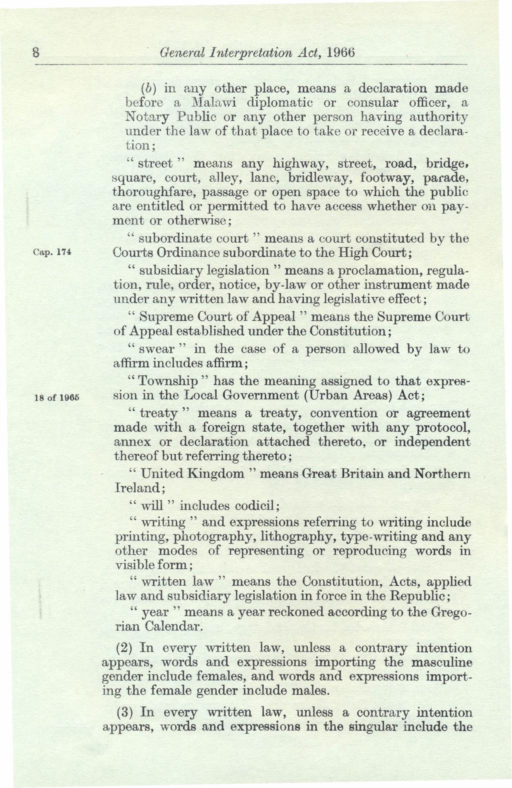 8 General Lnterpretaium Act, 1966 Cap.
