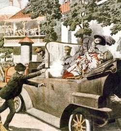 The Assassination of the Archduke Ferdinand in Sarajevo, Bosnia was the spark that started the War.