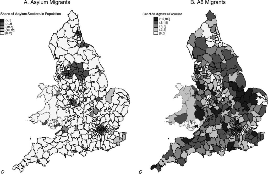 1282 THE REVIEW OF ECONOMICS AND STATISTICS FIGURE 3. DISTRIBUTION OF MIGRANTS ACROSS ENGLAND AND WALES immigrant waves across England and Wales.