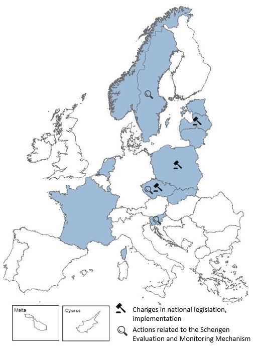 3.2.2 SCHENGEN GOVERNANCE Figure 3.8: Overview of reported measures to support Schengen Governance by EU Member States and Norway Figure 3.