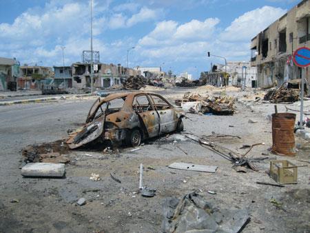 Libya. Misrata, 2011. Tripoli Street after heavy fighting has taken place Destruction of property and infrastructure is a common humanitarian consequence of armed conflict.