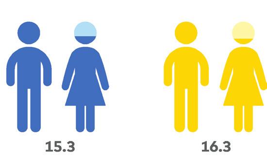 All employed by gender 2016 Nordic Region