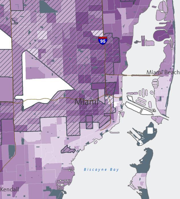 An Equity Profile of the Southeast Florida Region PolicyLink and PERE 72 Connectedness Long commutes for urban communities of color and many suburban communities Workers living in areas west and just