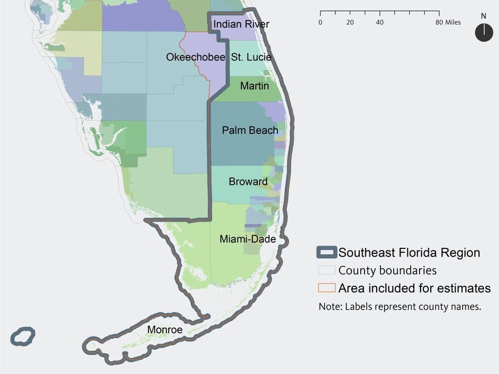 An Equity Profile of the Southeast Florida Region PolicyLink and PERE 90 Data and methods Summary measures from IPUMS microdata (continued) The area outlined in orange is the area that was used to