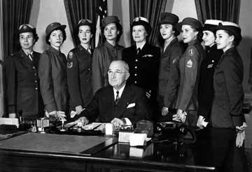 President Harry Truman signs into law the Women s Armed Services Integration Act, granting women permanent status in