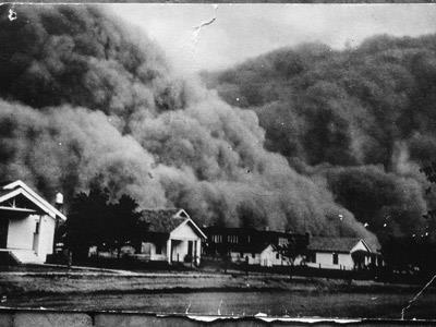 The Dust Bowl From 1930 36, a terrible drought, coupled with decades of damage to the topsoil from plowing, led to wind