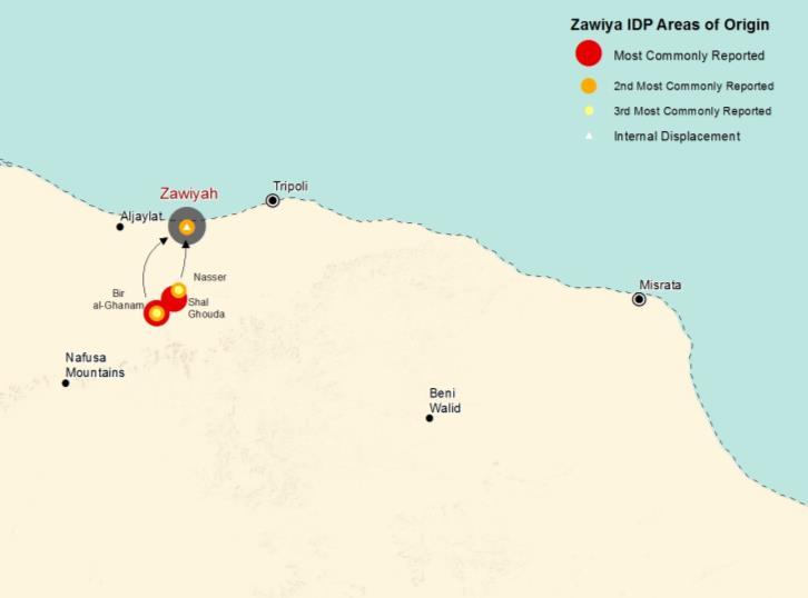 Localised displacement within Libya West to Zawiyah e)