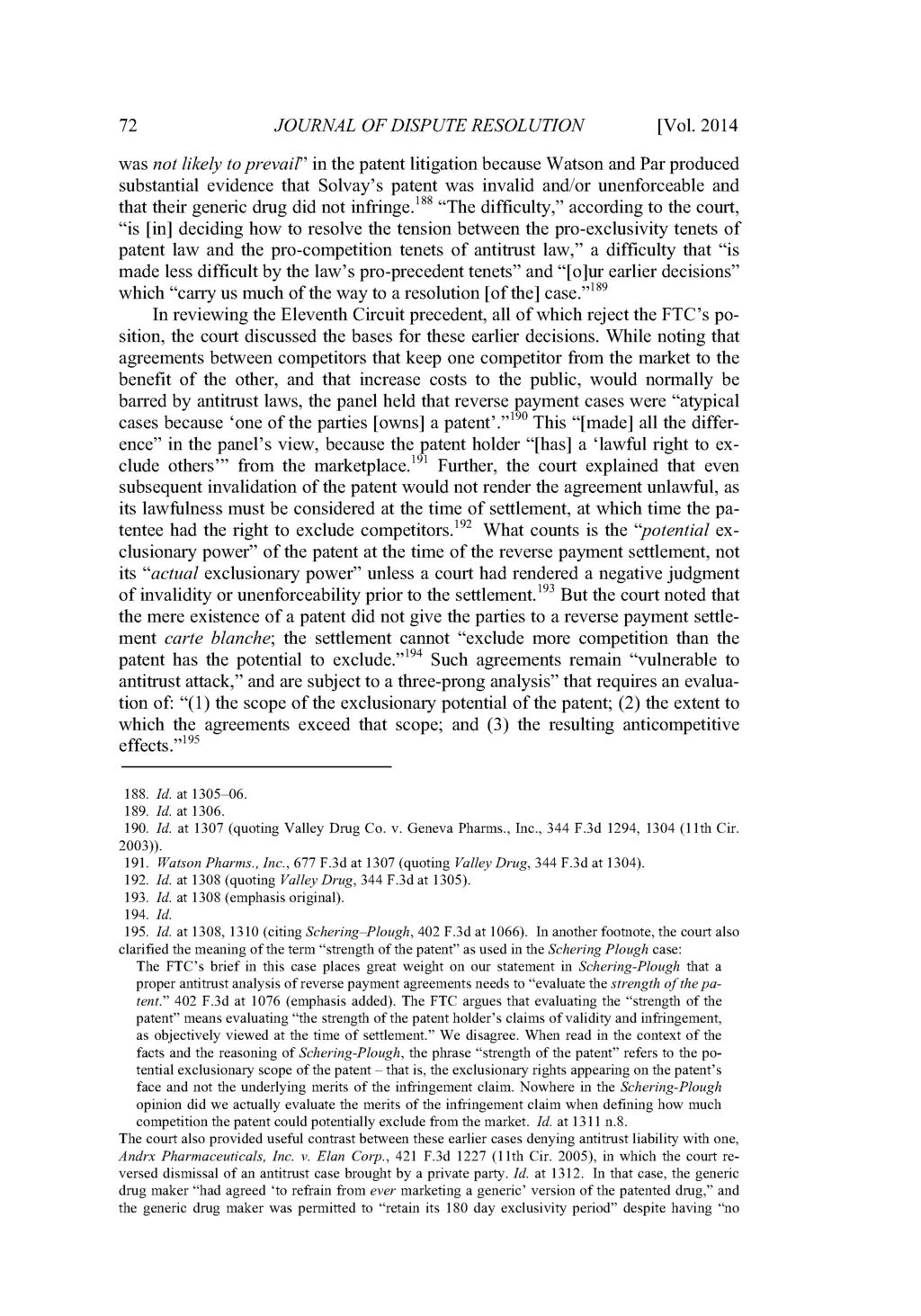 Journal of Dispute Resolution, Vol. 2014, Iss. 1 [2014], Art. 5 72 JOURNAL OF DISPUTE RESOLUTION [Vol.