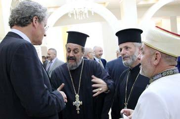 The Head of the OSCE Presence in Albania talks with representatives of religious communities in the margins of a conference called "United in Countering Violent Extremism", Elbasan, Albania, 12