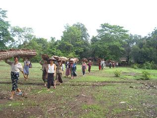 " The villagers shown here prepare and deliver thatch shingles on May 17 th 2007 by foot to the camp of SPDC LIB #102 battalion commander Min Zaw Oo.