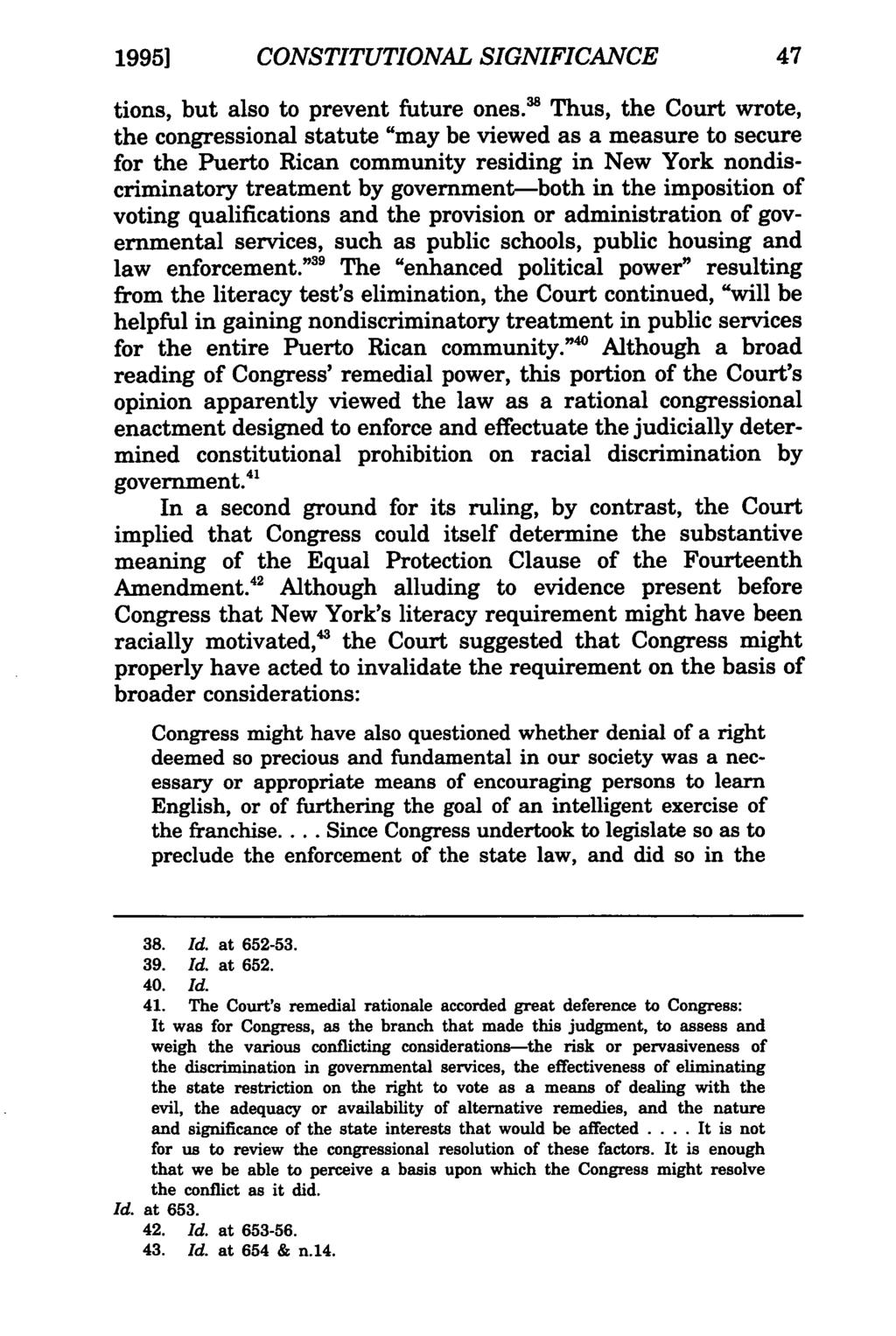 1995] CONSTITUTIONAL Conkle: The Religious Freedom SIGNIFICANCE Restoration Act tions, but also to prevent future ones.