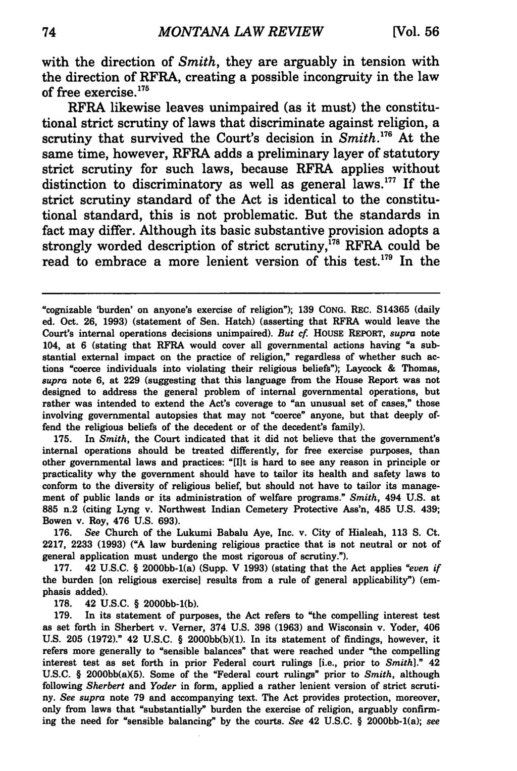 74 MONTANA Montana Law Review, LAW Vol. 56 REVIEW [1995], Iss. 1, Art. 3 [Vol.
