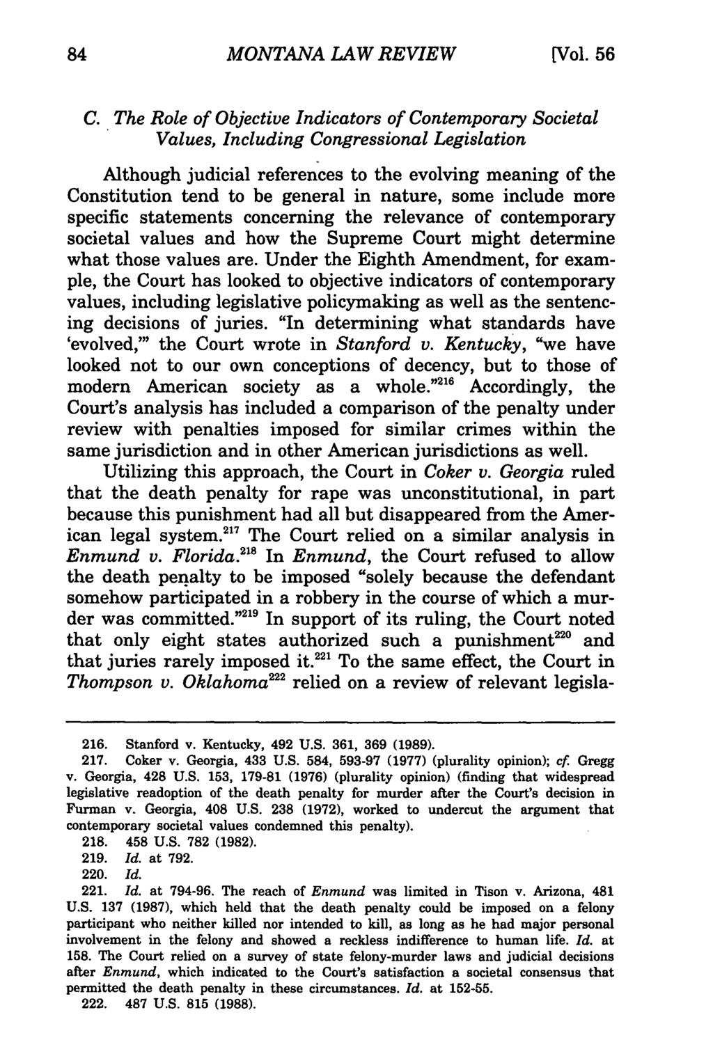 Montana Law Review, Vol. 56 [1995], Iss. 1, Art. 3 MONTANA LAW REVIEW [Vol. 56 C.